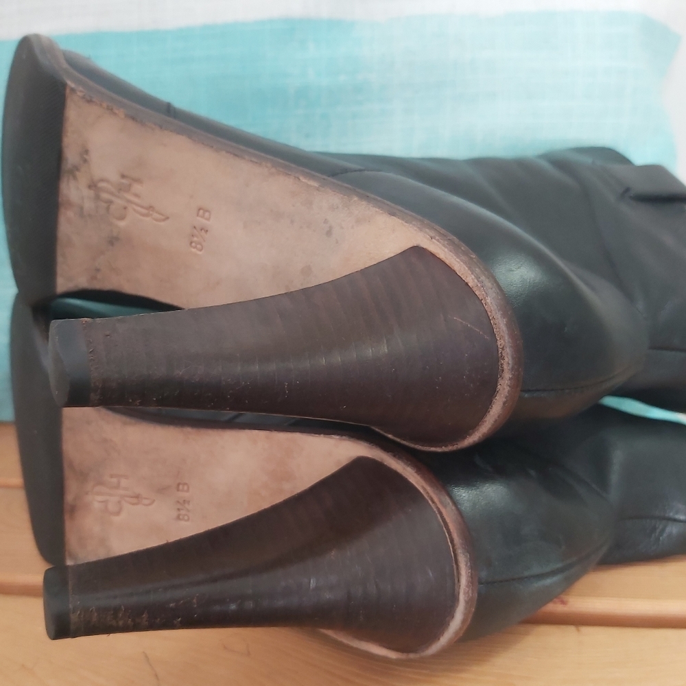 Cole Haan boots size 8.5 Black Leather Heeled Ankle 3.5" heels - Picture 7 of 16